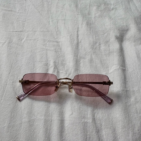 Miu Miu Accessories - Miu Miu Pink Rectangle Sunglasses